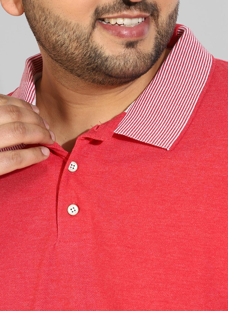 Instafab Plus Men's Solid Red Regular Fit Casual T-Shirt - Image 5